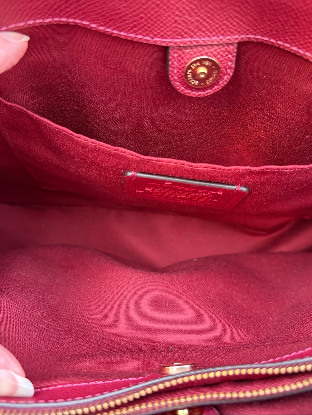 Coach Dark Cherry Red Leather Tote with Gold Hardware - Picture 7 of 16